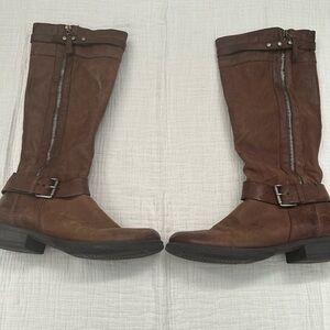 Leather knee high boots